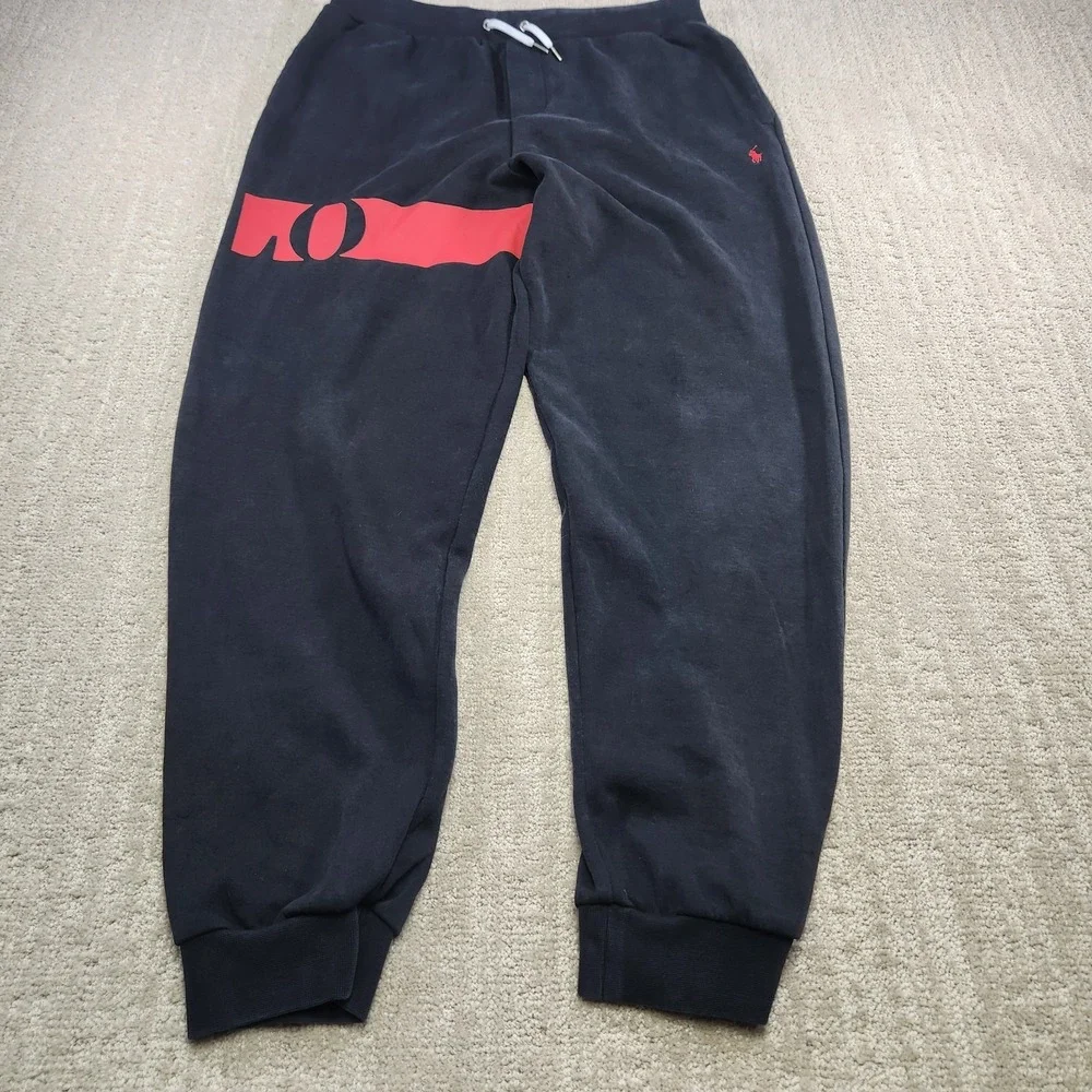 Polo Ralph Lauren Joggers Youth XL Big‎ Kids Sweatpants Spellout Black Red Pony